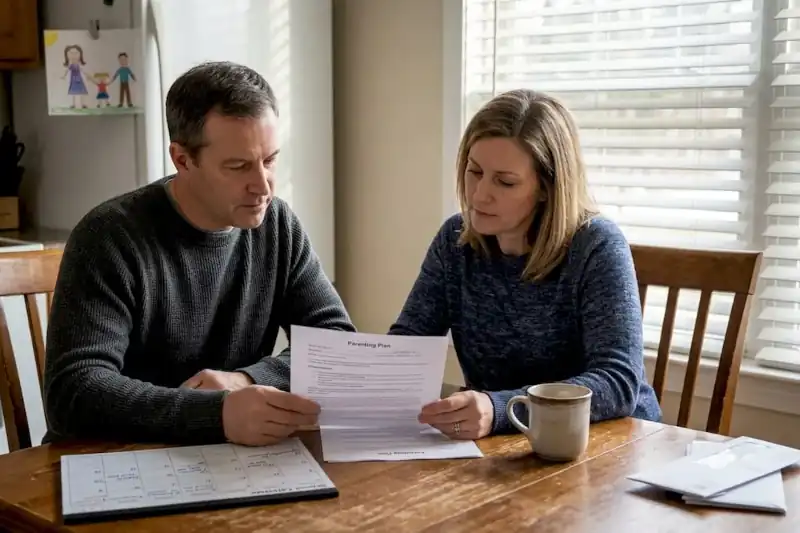 Adulto firmando la documentación de venta de una vivienda heredada con un menor de edad entre los herederos en Gran Canaria