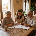 Reunión serena entre herederos analizando la venta de una vivienda en Gran Canaria